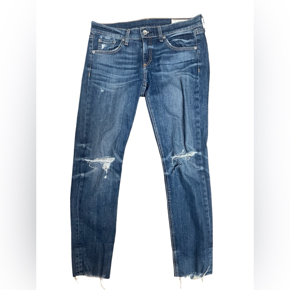 Rag & Bone Dre Capri Distressed Knees Denim Jeans, size 25
